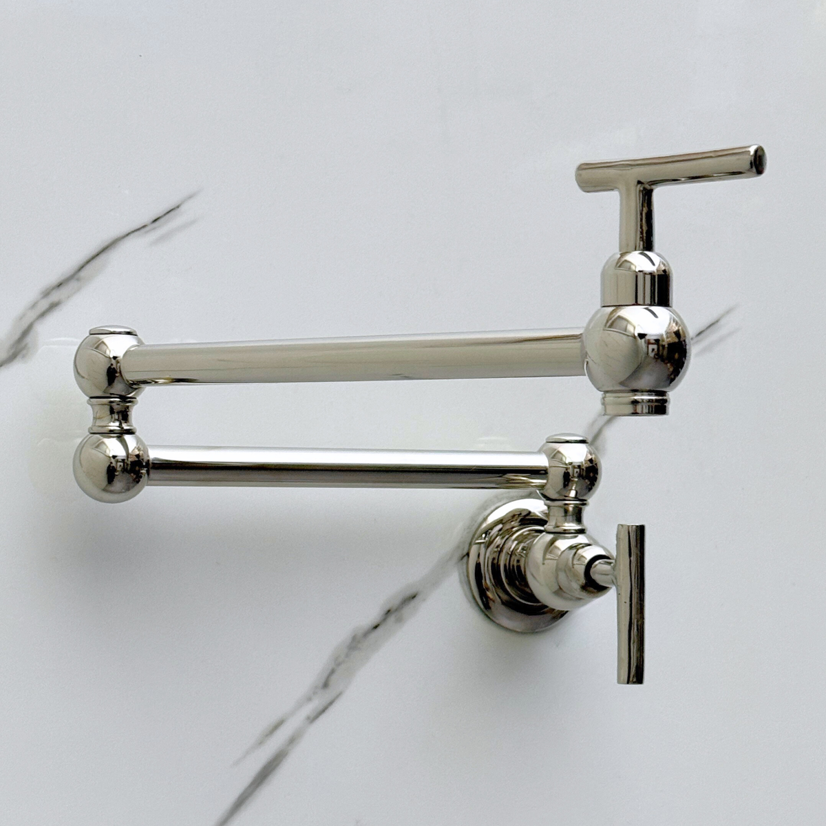 Polished Nickel Pot Filler with Lever Handles