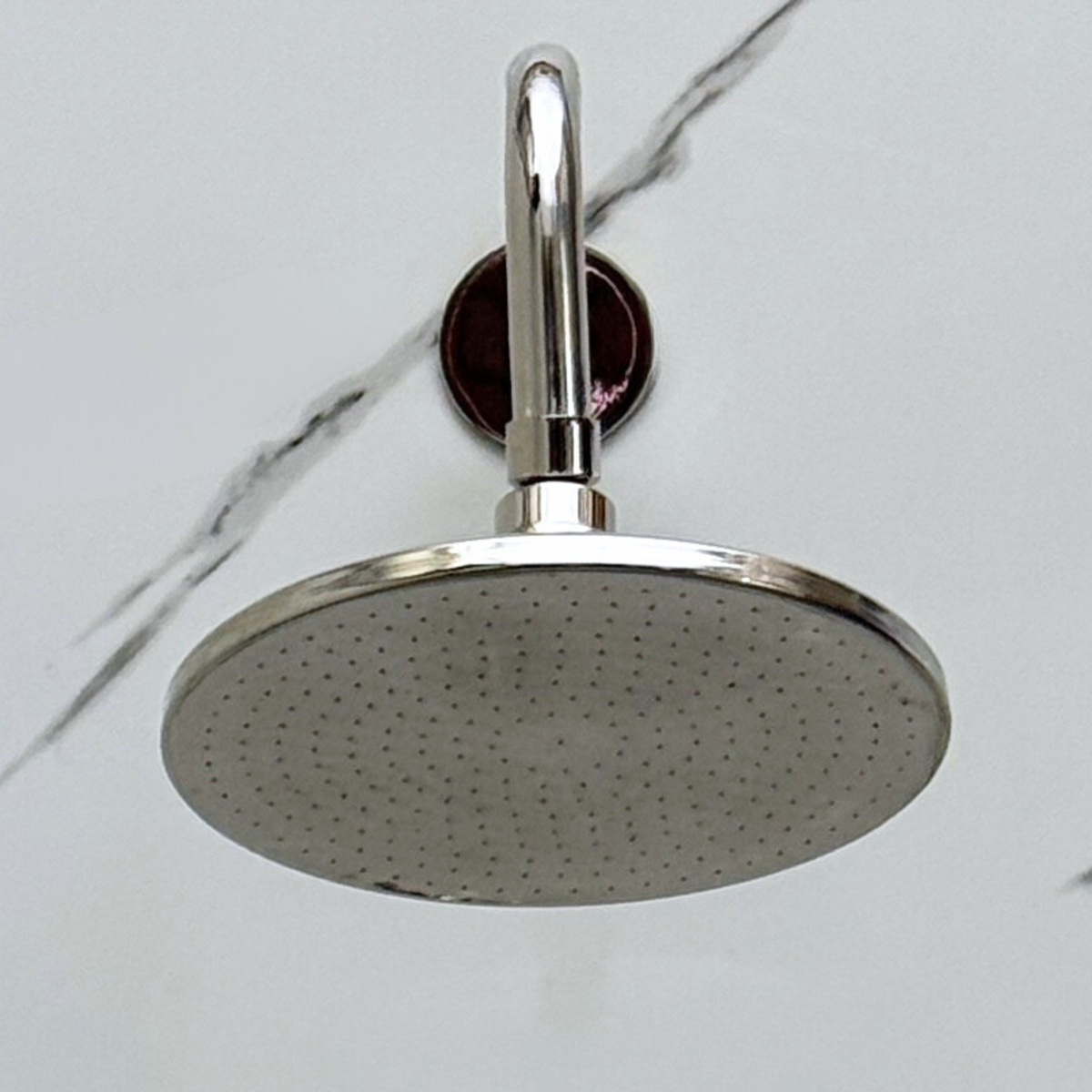 Polished Nickel Adjustable Flat Round Rain Shower System with Handheld & Tub Filler — Straight arm (PNCSS-019)
