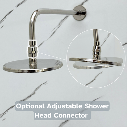 Polished Nickel Adjustable Flat Round Rain Shower System with Handheld & Tub Filler — Straight arm (PNCSS-019)