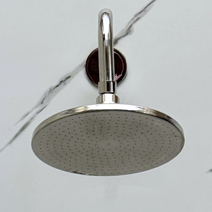 Polished Nickel Adjustable Flat Round Rain Shower System with Tub Filler — Straight arm (PNCSS-018)
