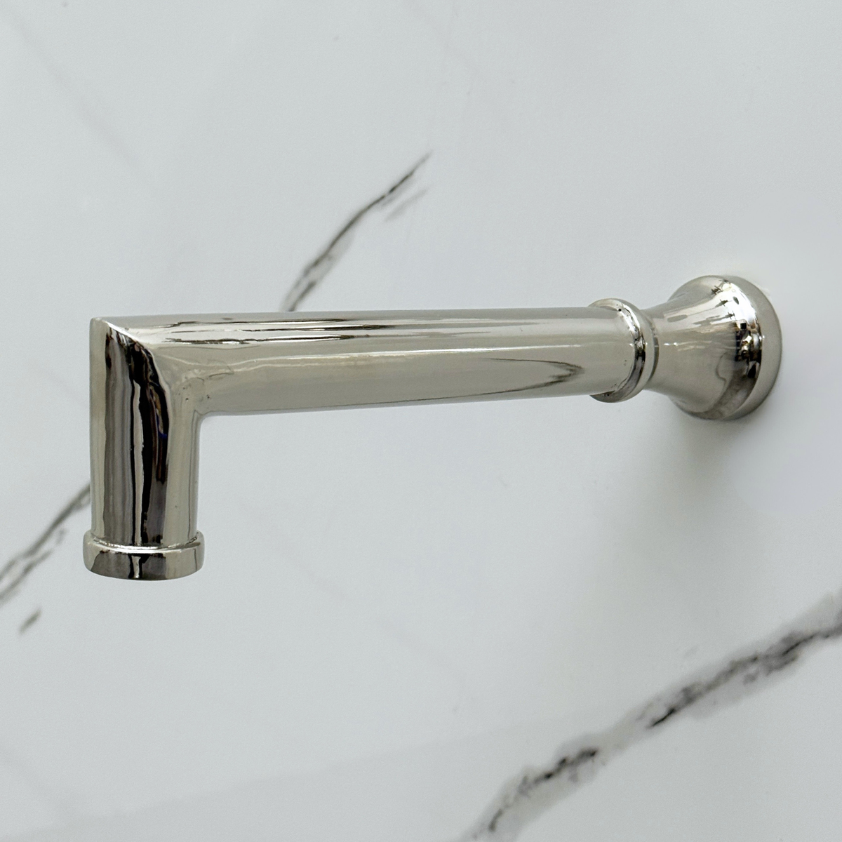 Polished Nickel Adjustable Flat Round Rain Shower System with Tub Filler — Straight arm (PNCSS-018)