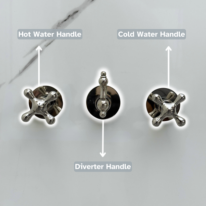 Polished Nickel Adjustable Round Rain Shower System with Handheld & Tub Filler — Short arm (PNCSS-021)