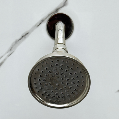 Polished Nickel Adjustable Round Rain Shower System with Handheld & Tub Filler — Short arm (PNCSS-021)