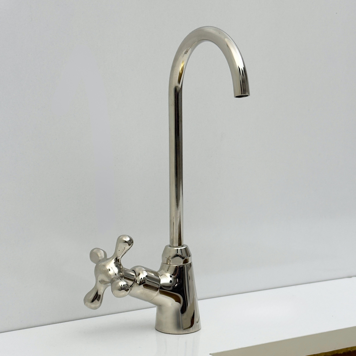 Polished Nickel Cold-Water Faucet with Cross Handles