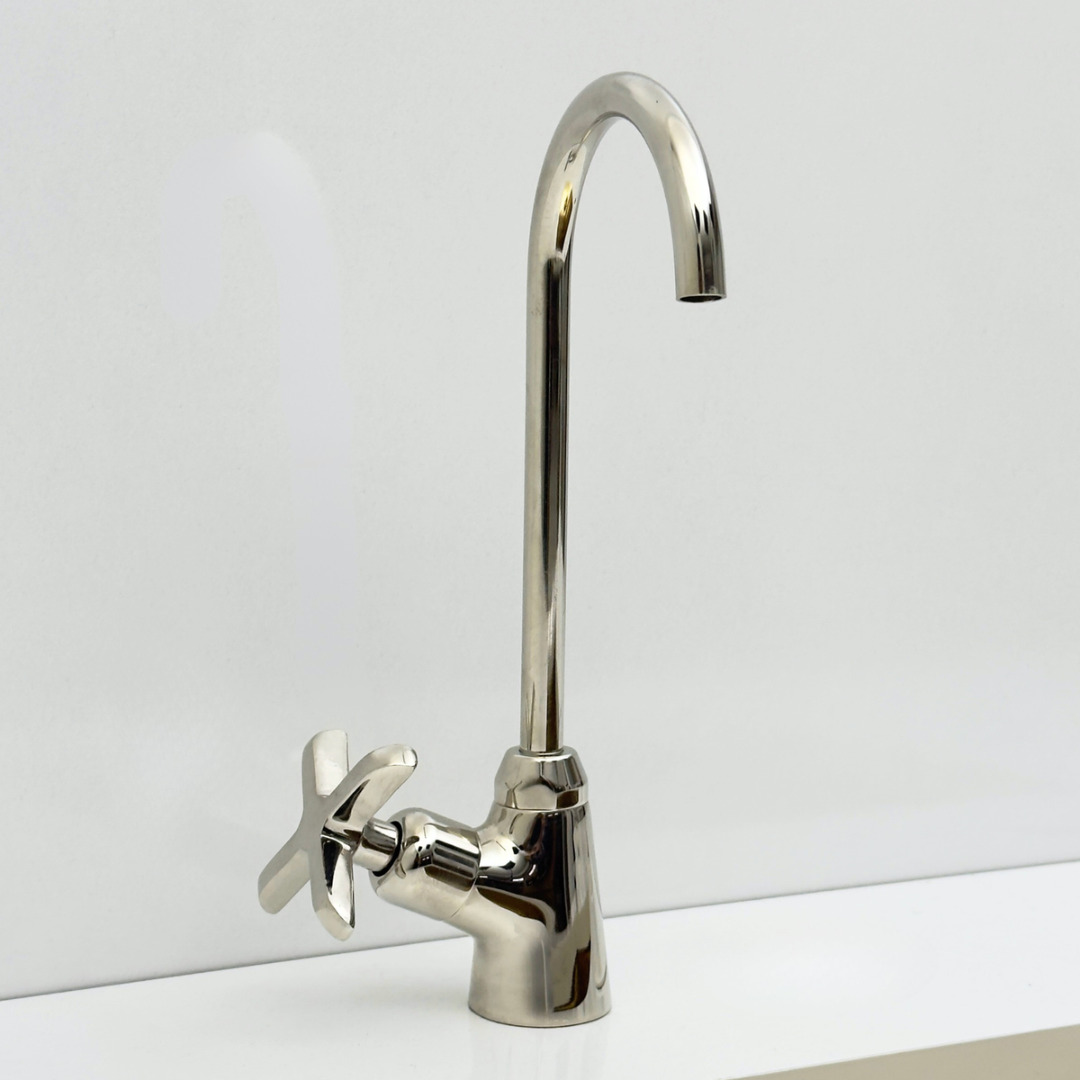 Polished Nickel Cold-Water Faucet with Cross Handles