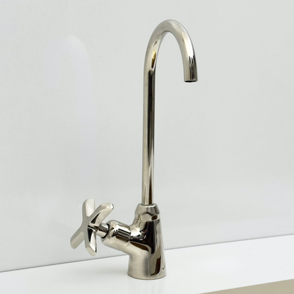 Polished Nickel Cold-Water Faucet with Cross Handles