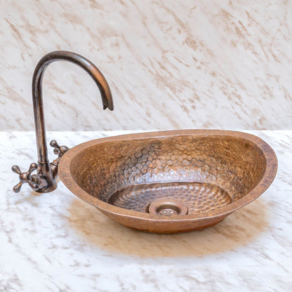 Hand-Hammered Copper Vessel Sink – Rustic Bathroom Washbasin