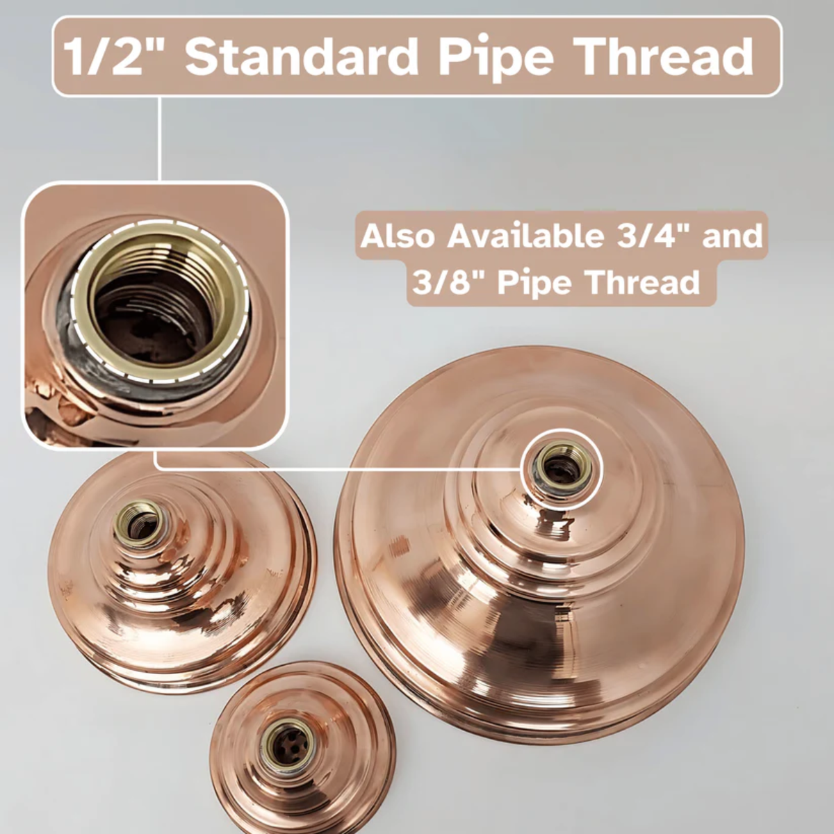 Aura Solid Copper Rain Shower Head – Unlacquered Living Finish