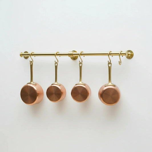 Solid Brass Wall Mounted Kitchen Rail – Hanging Rod with Hooks