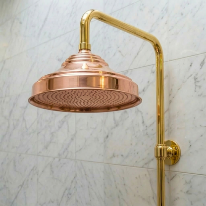 Aura Solid Copper Rain Shower Head – Unlacquered Living Finish