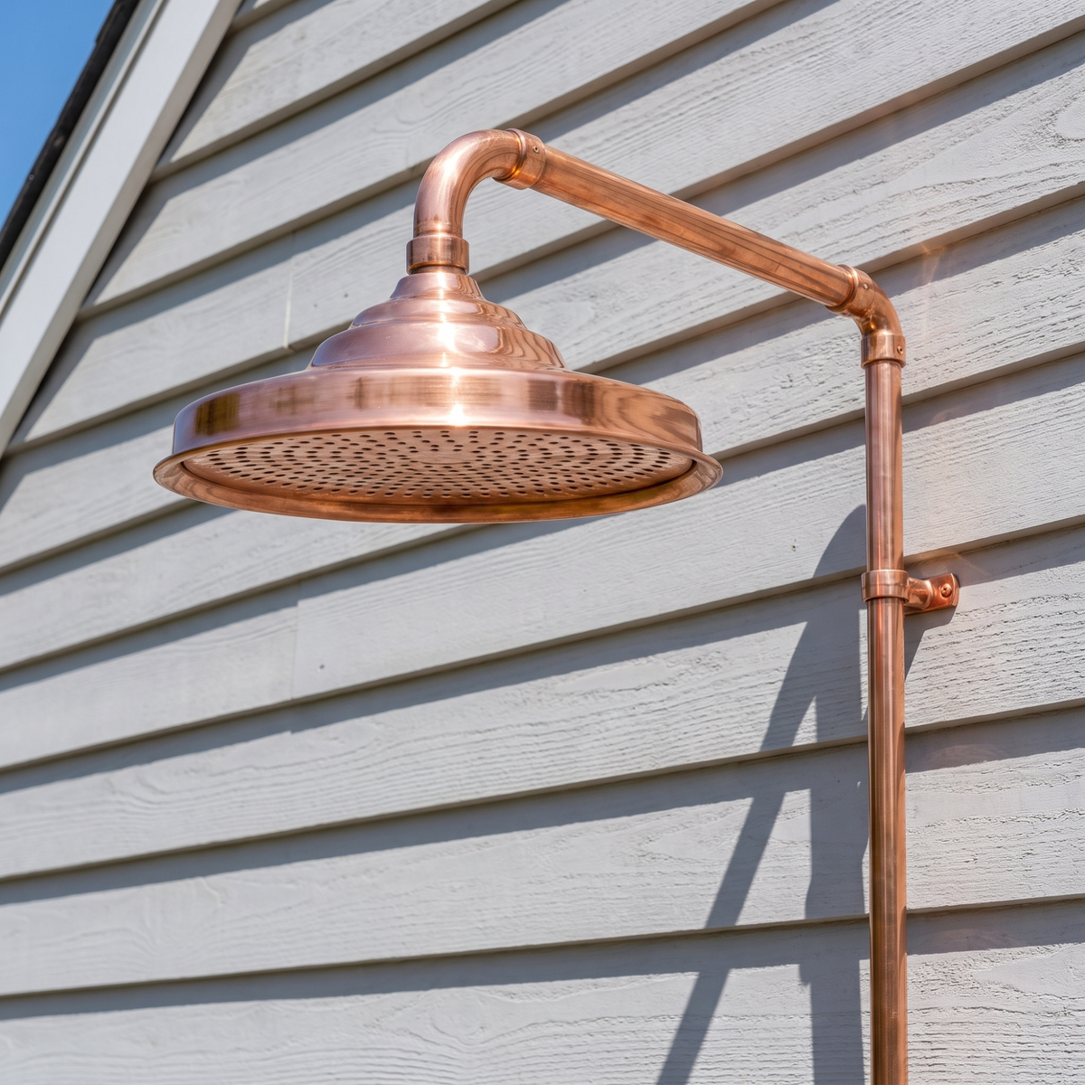 Aura Solid Copper Rain Shower Head – Unlacquered Living Finish