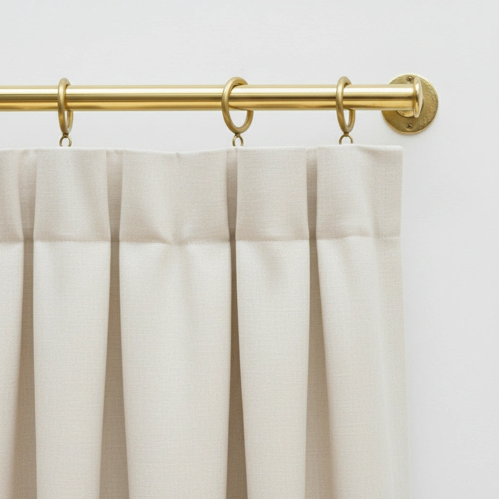 Solid Unlacquered Brass Curtain Rod – Wall Mount Window Hanging Bar with Rings