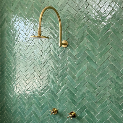 Unlacquered Brass Adjustable Flat Round Rain Shower System