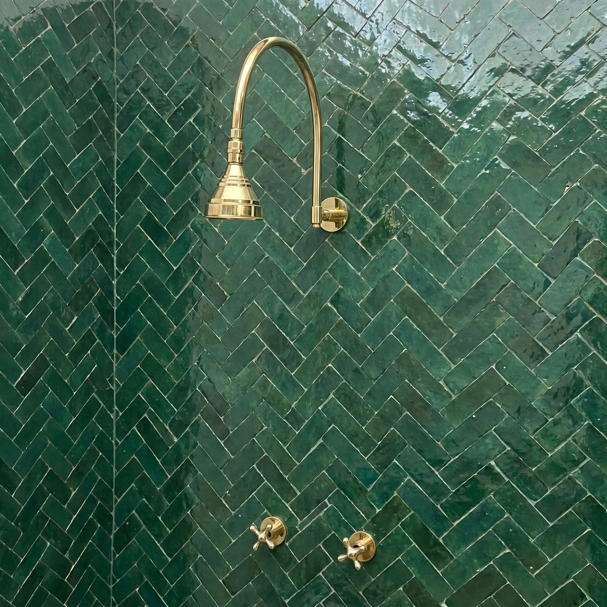 Unlacquered Brass Adjustable Round Rain Shower System
