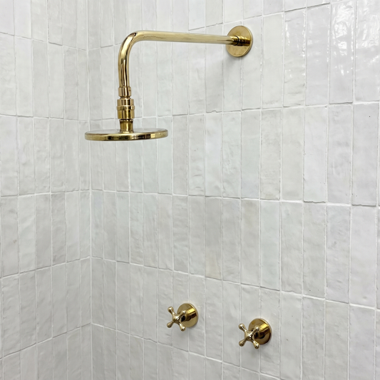 Unlacquered Brass Adjustable Flat Round Rain Shower System