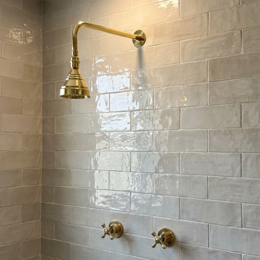 Unlacquered Brass Adjustable Round Rain Shower System