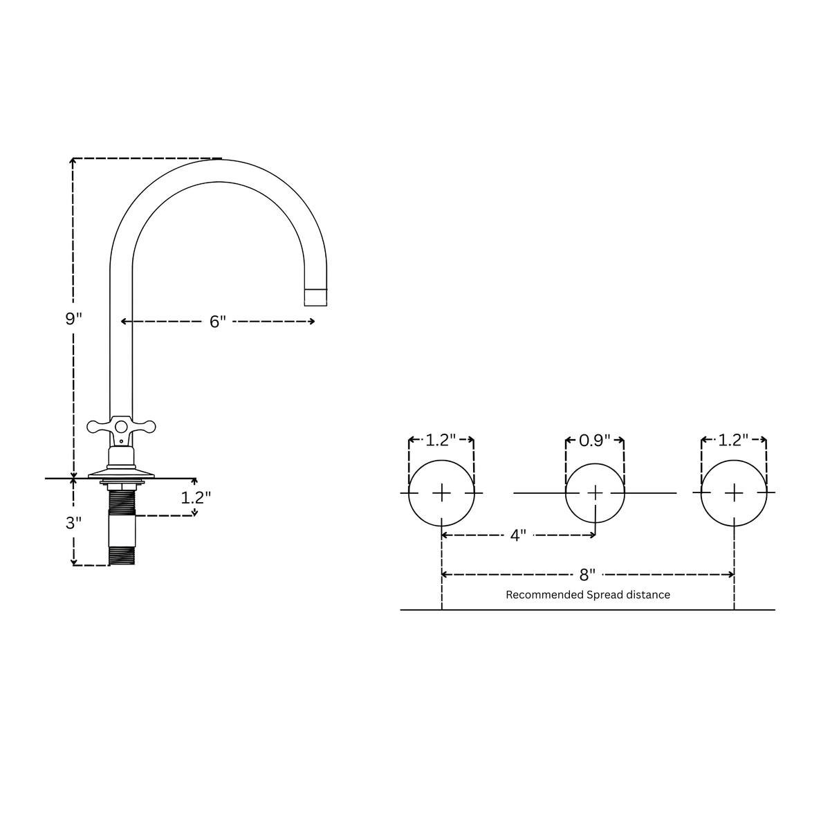 Unlacquered Brass Dome Widespread Bathroom Faucet — Grand Arc