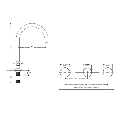 Unlacquered Brass Dome Widespread Bathroom Faucet — Grand Arc
