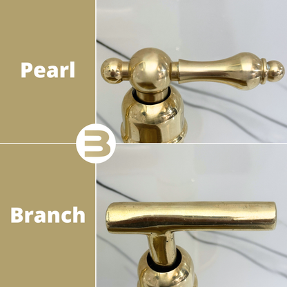 Unlacquered Brass High-Arc Widespread Bathroom Faucet with Lever Handles – Grand Arc