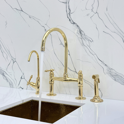 Unlacquered Brass Bridge Faucet with Lever Handles