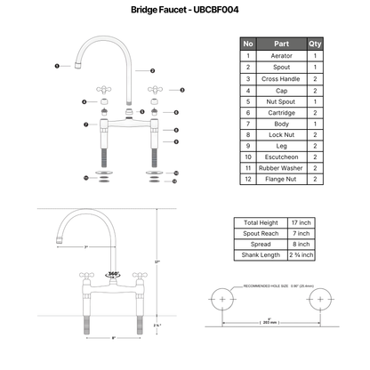 Unlacquered Brass Bridge Faucet - Brasska