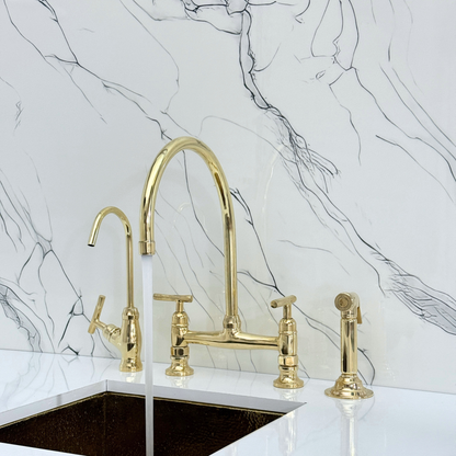 Unlacquered Brass Bridge Faucet with Lever Handles