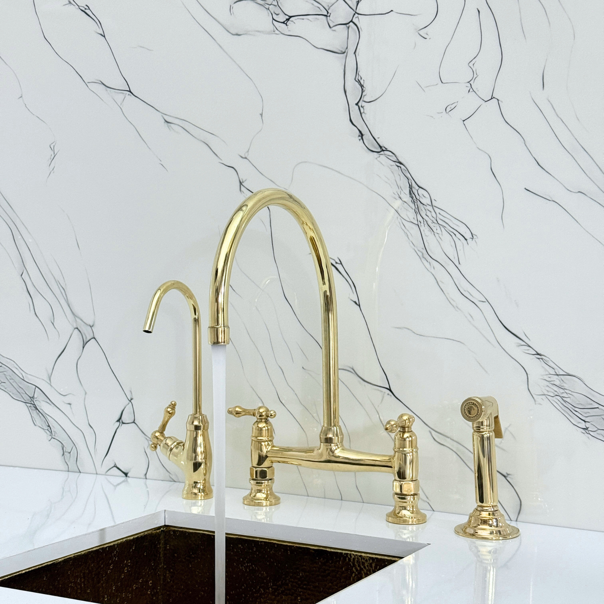 Unlacquered Brass Bridge Faucet with Lever Handles