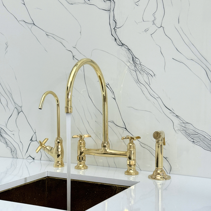 Unlacquered Brass Bridge Faucet with Cross Handles - Finsbury