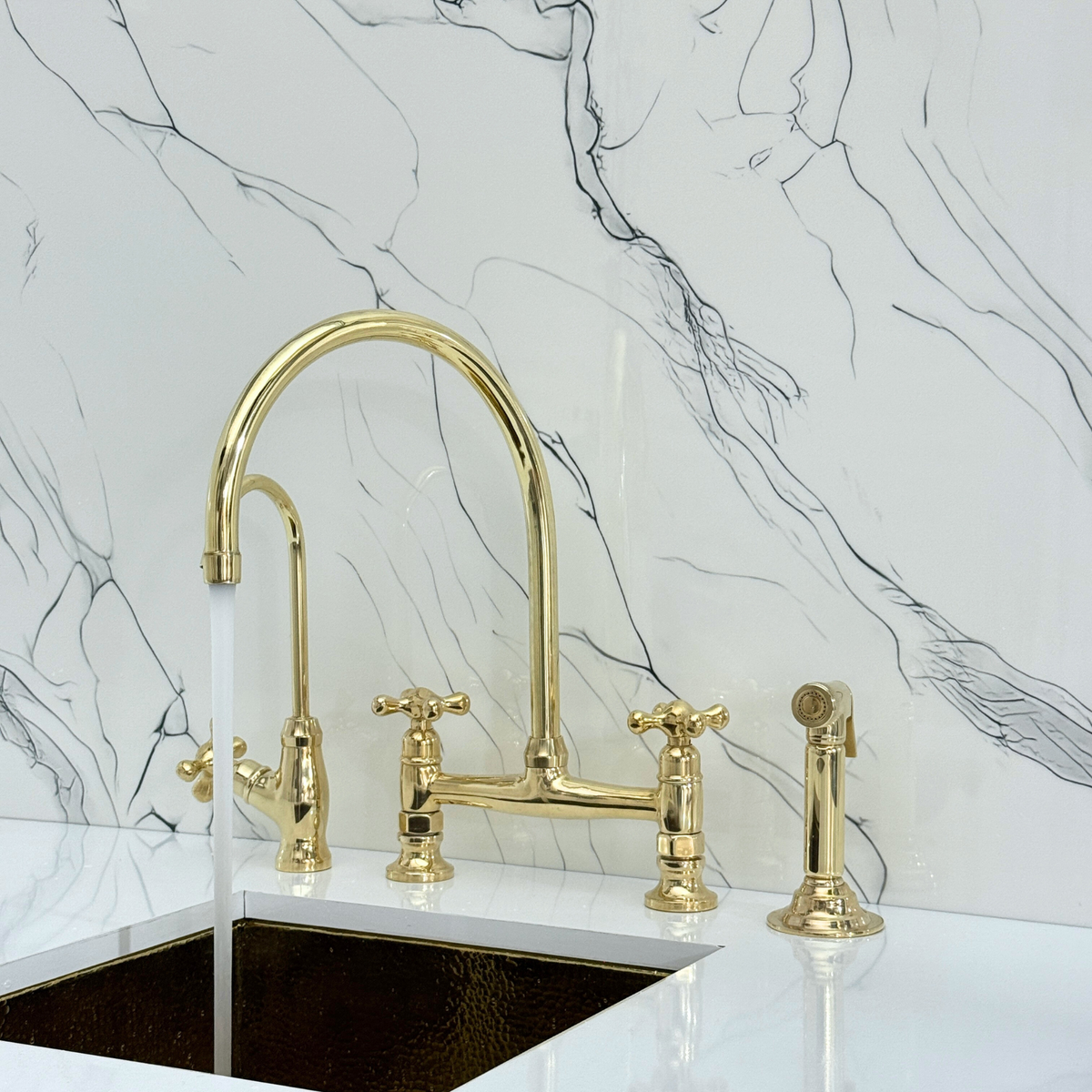 Unlacquered Brass Bridge Faucet with Cross Handles - Finsbury