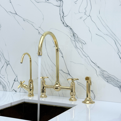 Unlacquered Brass Bridge Faucet with Cross Handles - Somerset
