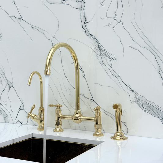 Unlacquered Brass Bridge Faucet with Lever Handles - Somerset