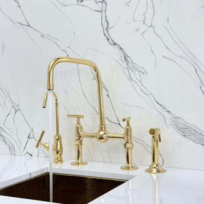 Unlacquered Brass Bridge Faucet with Lever Handles