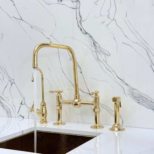 Unlacquered Brass Bridge Faucet with Lever Handles