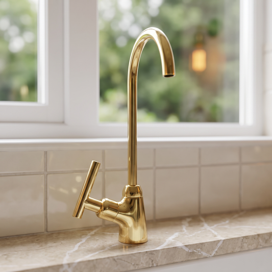 Unlacquered Brass Cold-Water Faucet with Lever Handles