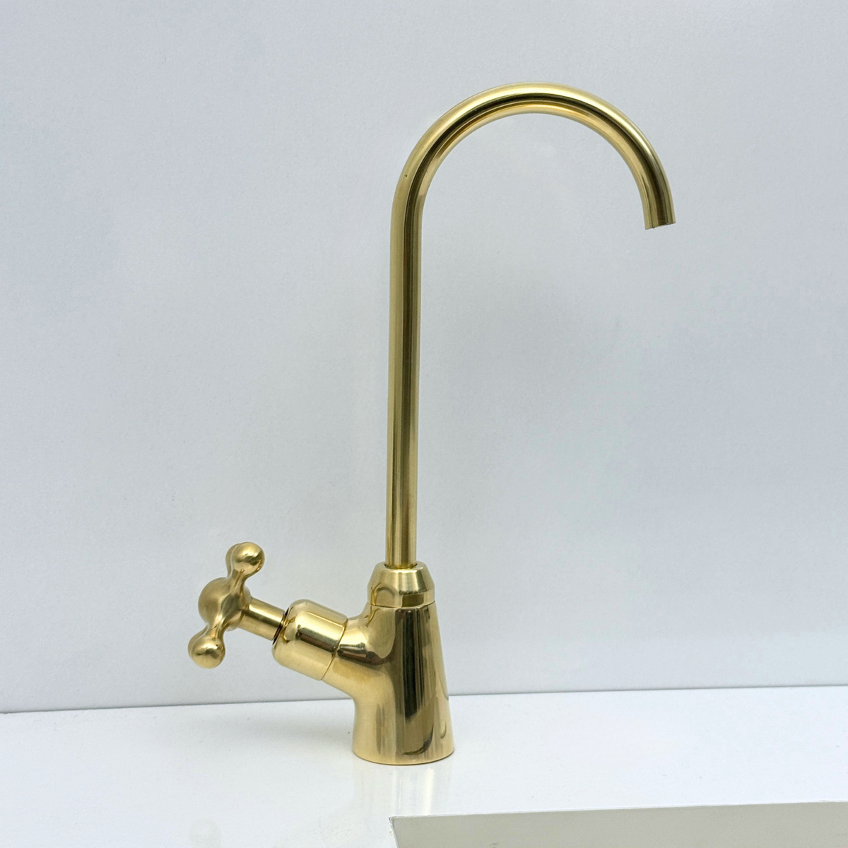 Unlacquered Brass Cold-Water Faucet with Cross Handles