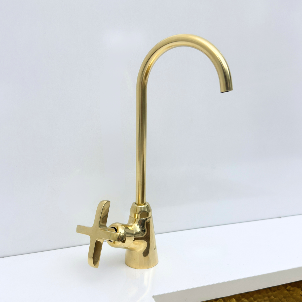 Unlacquered Brass Cold-Water Faucet with Cross Handles