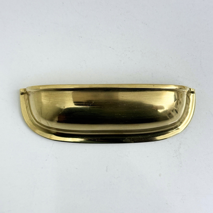 Unlacquered Brass Cup Pull Handles, Solid Brass Kitchen Bin Pull