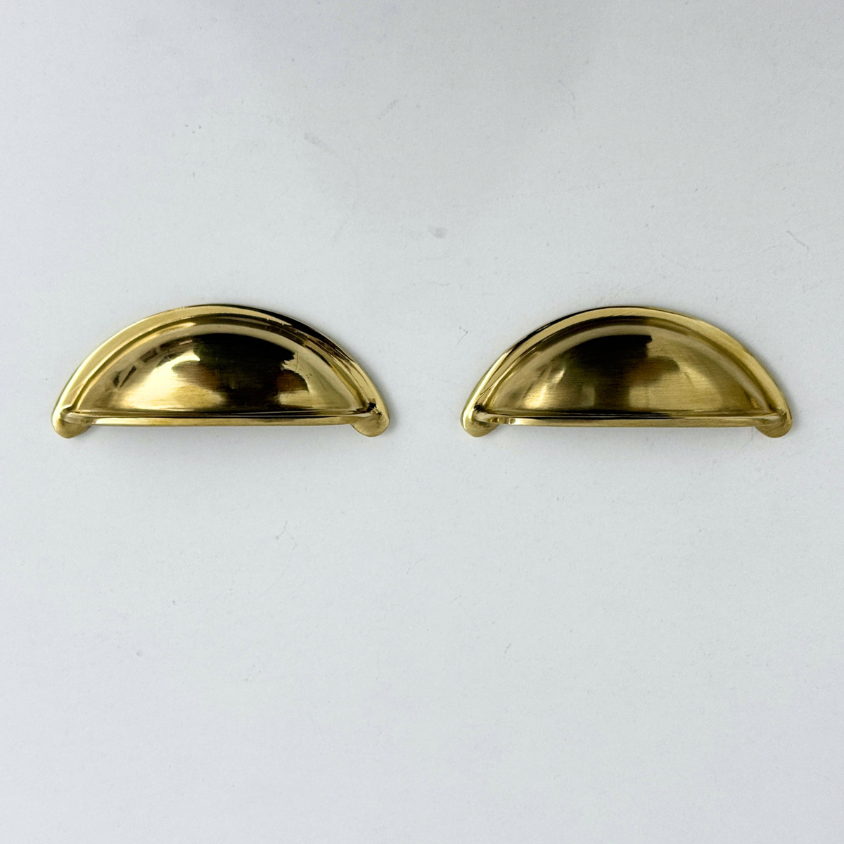Unlacquered Brass Cup Pull Handles, Solid Brass Kitchen Bin Pull