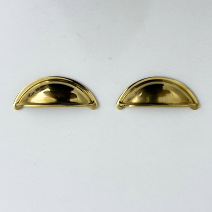 Unlacquered Brass Cup Pull Handles, Solid Brass Kitchen Bin Pull