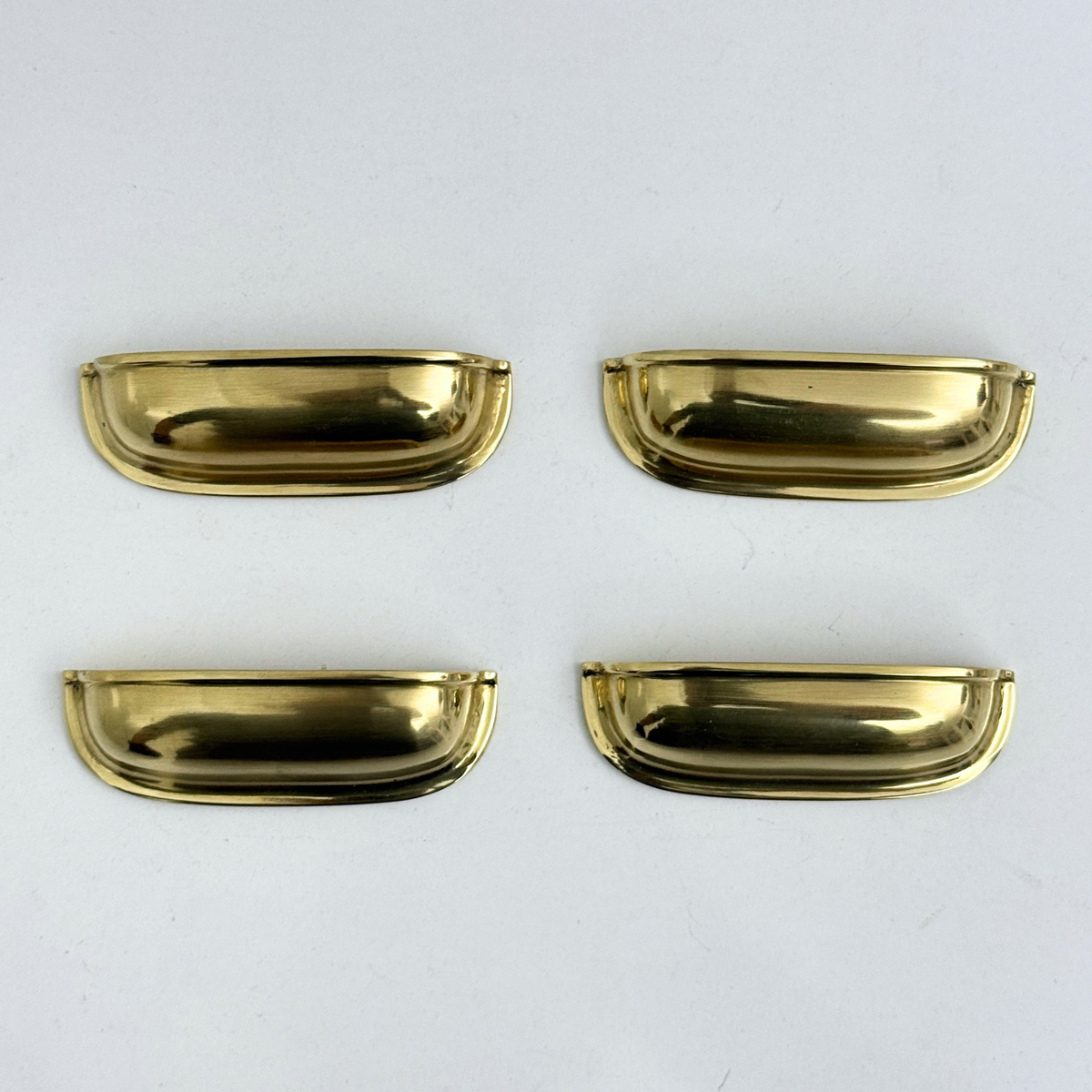 Unlacquered Brass Cup Pull Handles, Solid Brass Kitchen Bin Pull