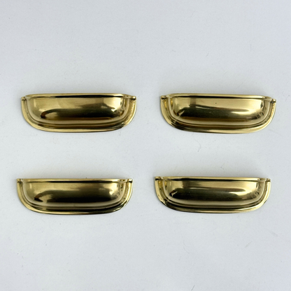 Unlacquered Brass Cup Pull Handles, Solid Brass Kitchen Bin Pull