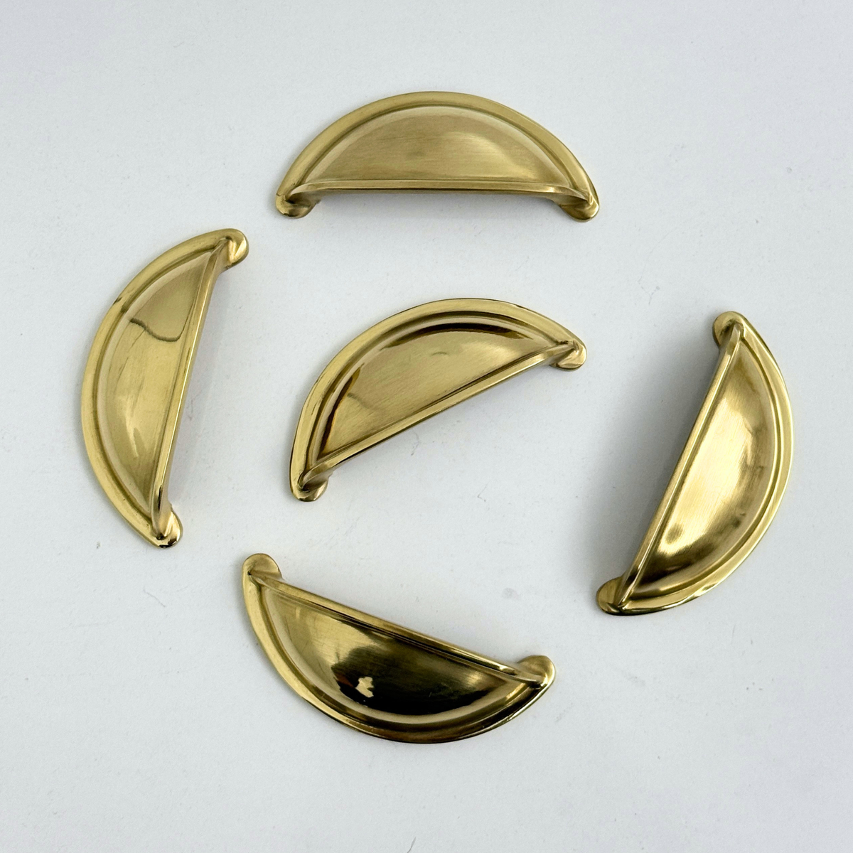 Unlacquered Brass Cup Pull Handles, Solid Brass Kitchen Bin Pull