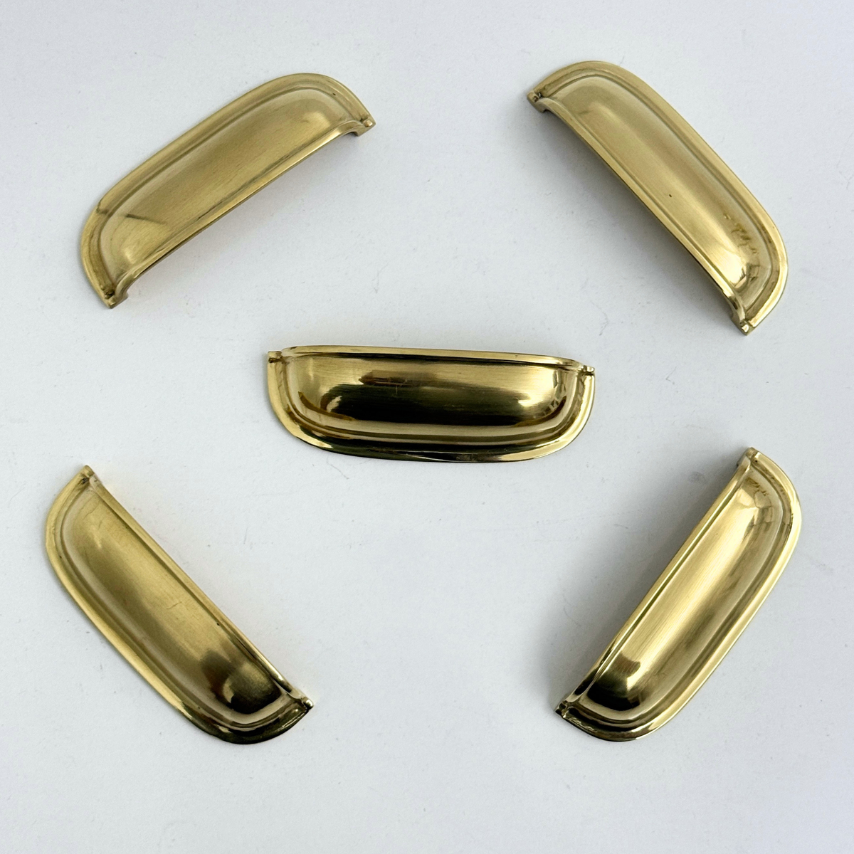 Unlacquered Brass Cup Pull Handles, Solid Brass Kitchen Bin Pull