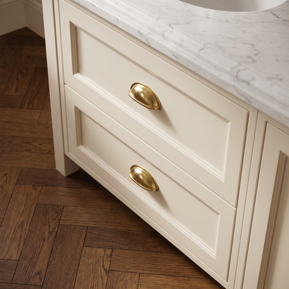 Unlacquered Brass Cup Pull Handles, Solid Brass Kitchen Bin Pull