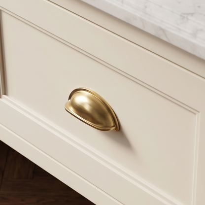 Unlacquered Brass Cup Pull Handles, Solid Brass Kitchen Bin Pull