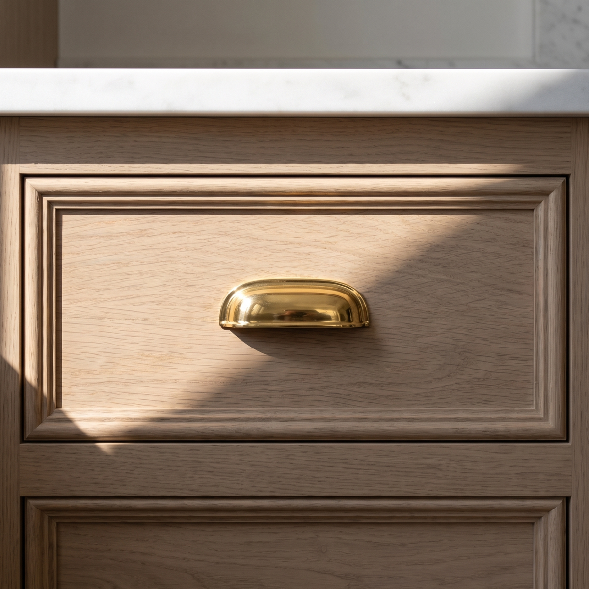 Unlacquered Brass Cup Pull Handles, Solid Brass Kitchen Bin Pull
