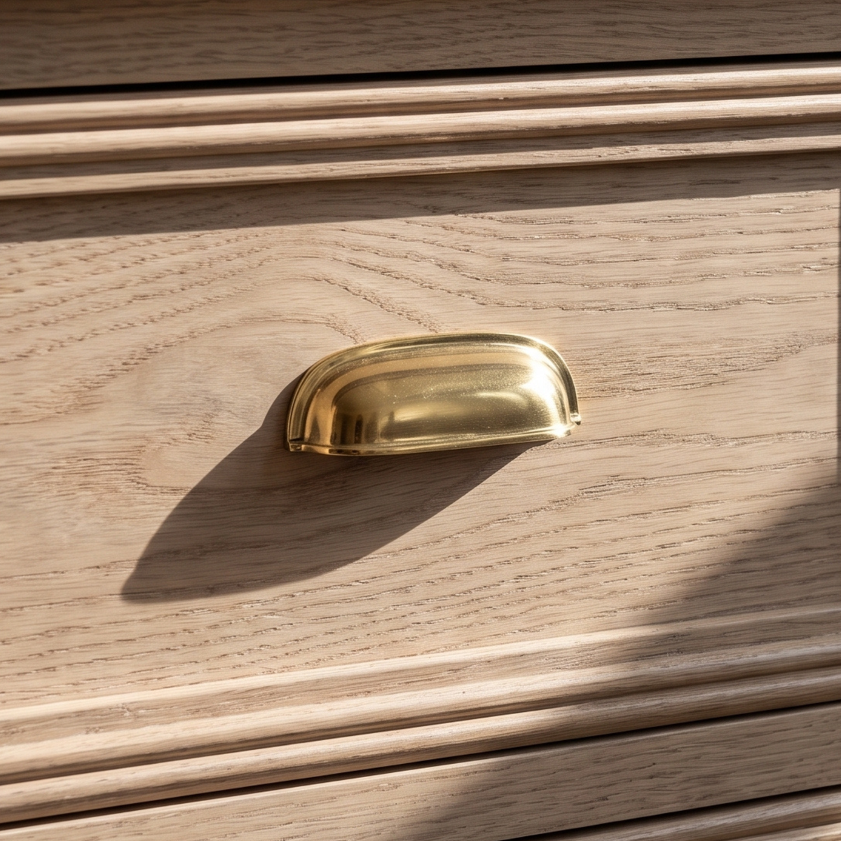 Unlacquered Brass Cup Pull Handles, Solid Brass Kitchen Bin Pull