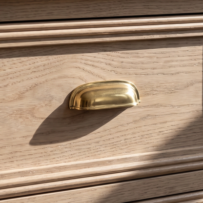 Unlacquered Brass Cup Pull Handles, Solid Brass Kitchen Bin Pull