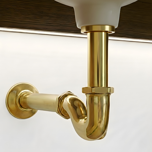 Unlacquered Brass P-Trap Drain Pipe