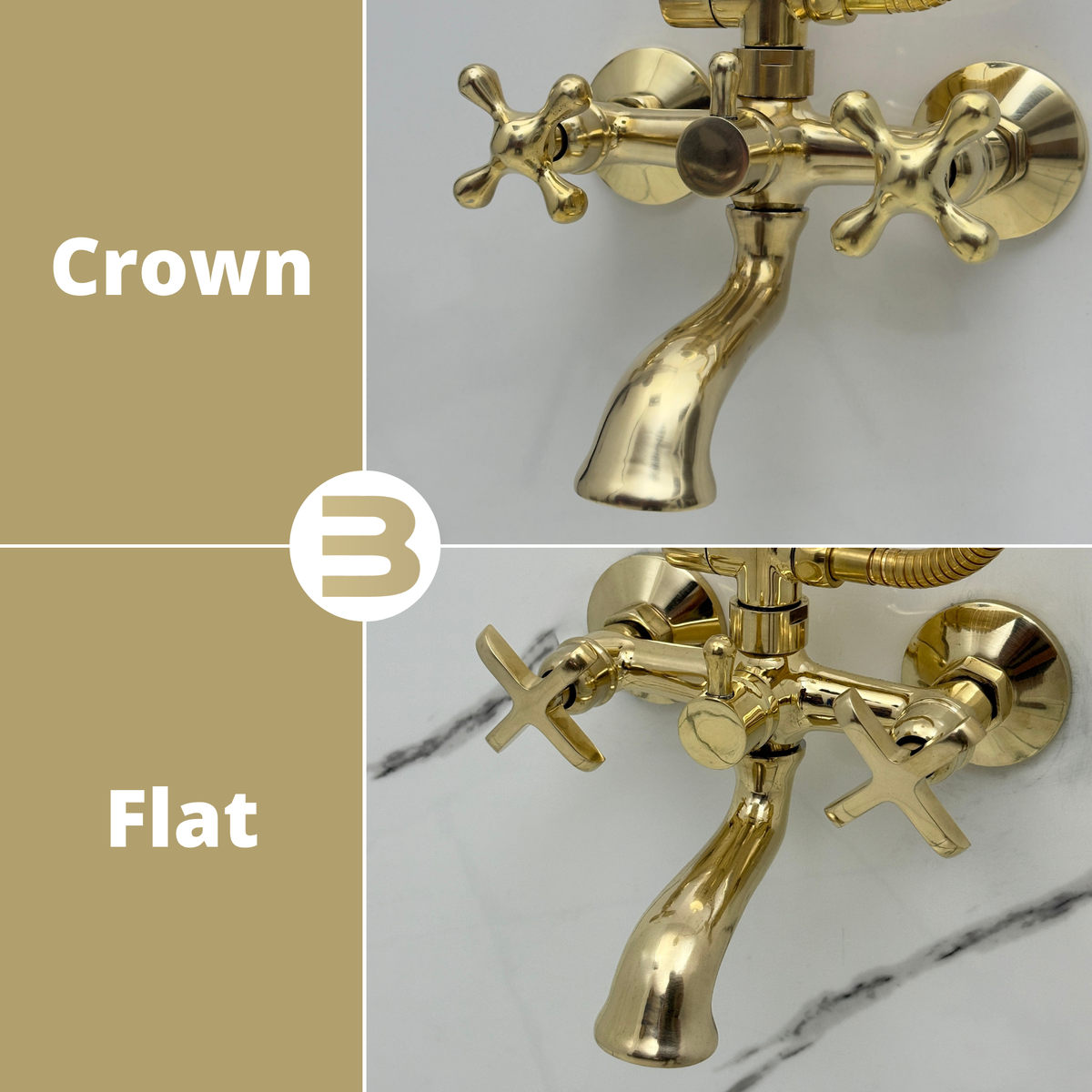 Unlacquered Brass Exposed Shower System with Dome Rain Head, Handheld & Tub Filler